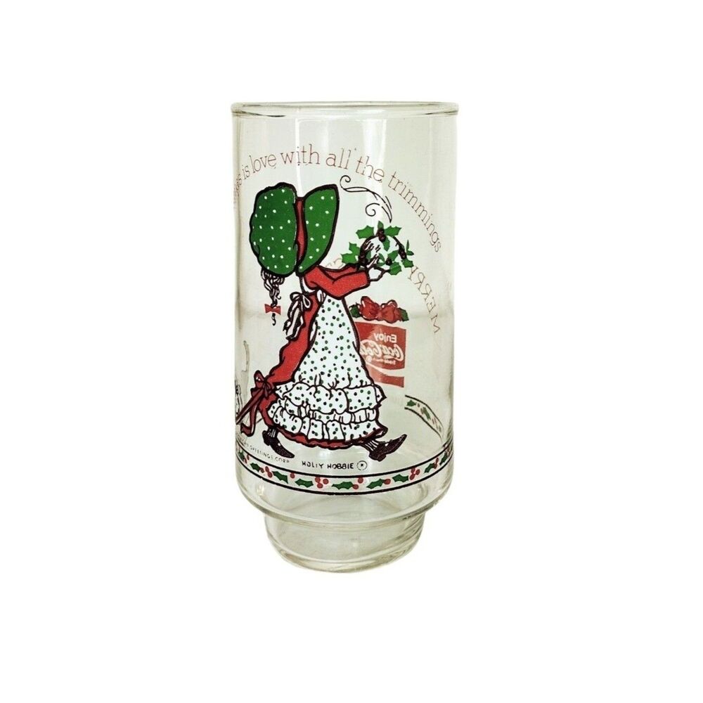 Vintage 70s Coca Cola Holly Hobbie Limited Edition Christmas Holiday Promo Glass